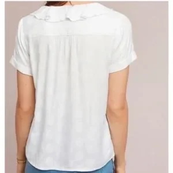 Anthropologie Maeve Jojo Ruffle Button Up Top - Picture 2 of 8